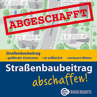 BdSt NRW erfolgreich: Straßenbaubeitrag endgültig abgeschafft! BdSt NRW erfolgreich: Straßenbaubeitrag endgültig abgeschafft!