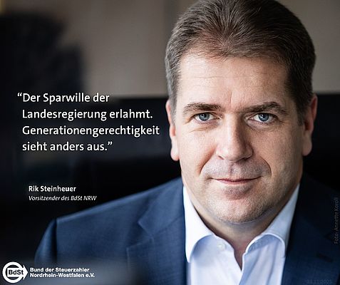 BdSt NRW kritisiert hohe Schuldenaufnahme BdSt NRW kritisiert hohe Schuldenaufnahme