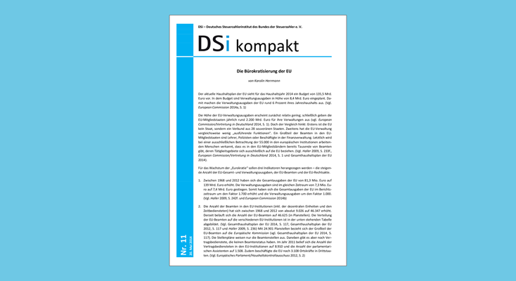 DSi kompakt Nr. 11 - Die Bürokratisierung der EU DSi kompakt Nr. 11 - Die Bürokratisierung der EU