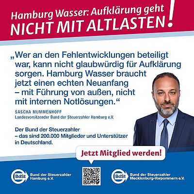 Hamburg Wasser: Wer an Fehlentwicklungen beteiligt war, kann nicht glaubwürdig für Aufklärung sorgen.
