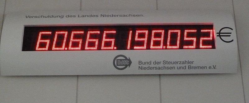 Niedersächsische Schuldenuhr steigt auf 60,666 Milliarden Euro Niedersächsische Schuldenuhr steigt auf 60,666 Milliarden Euro