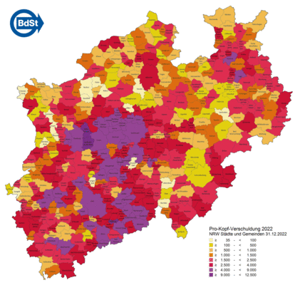 Pro-Kopf-Verschuldung in NRW um bis zu 4.370 Prozent gestiegen