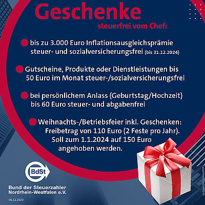 Steuerfreie Geschenke vom Chef Steuerfreie Geschenke vom Chef