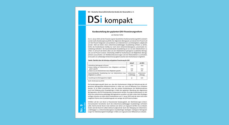 DSi kompakt Nr. 9 - Kurzbeurteilung der geplanten GKV-Finanzierungsreform