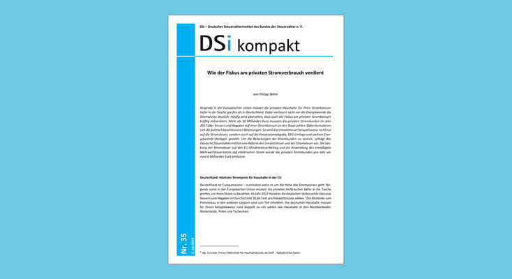 DSi kompakt Nr. 35 -Wie der Fiskus am privaten Stromverbrauch verdient DSi kompakt Nr. 35 -Wie der Fiskus am privaten Stromverbrauch verdient