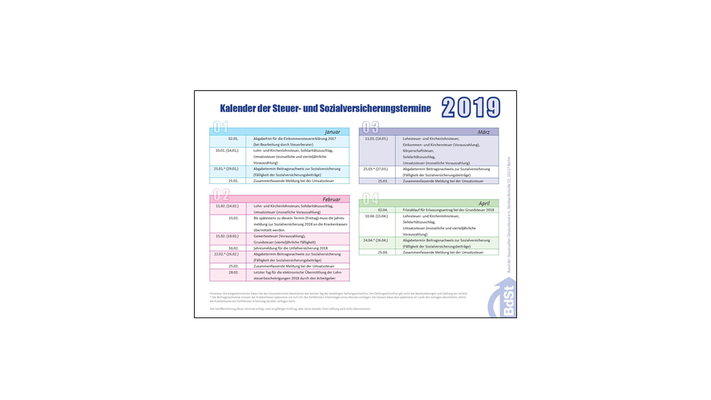 Mit unserem Steuerterminkalender verpassen Sie keinen Steuertermin! Mit unserem Steuerterminkalender verpassen Sie keinen Steuertermin!