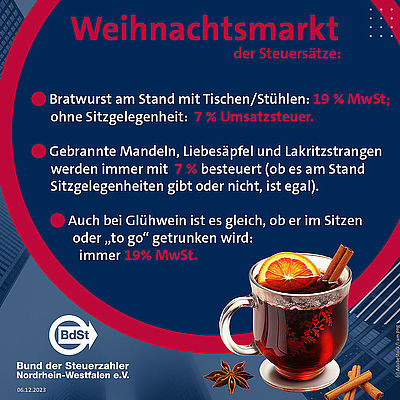 Der Weihnachtsmarkt und die Steuersätze Der Weihnachtsmarkt und die Steuersätze