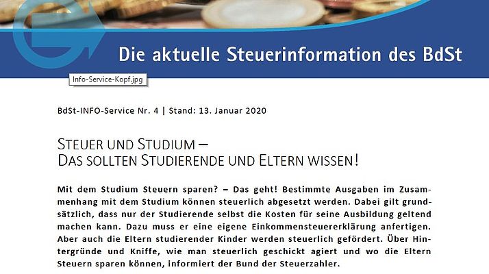 Steuererklärung für Studenten