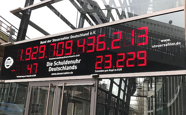 Schuldenuhr läuft mit neuem Tempo 2020 Schuldenuhr läuft mit neuem Tempo 2020