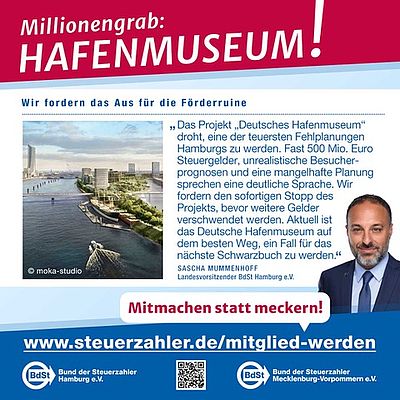 Millionengrab Hafenmuseum: Steuerzahlergeld darf nicht in eine Förderruine fließen! Millionengrab Hafenmuseum: Steuerzahlergeld darf nicht in eine Förderruine fließen!