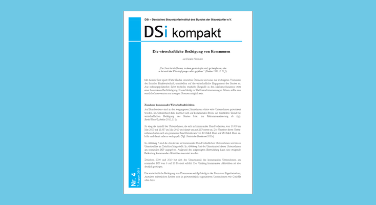DSi kompakt Nr. 4 - Die wirtschaftliche Betätigung von Kommunen DSi kompakt Nr. 4 - Die wirtschaftliche Betätigung von Kommunen