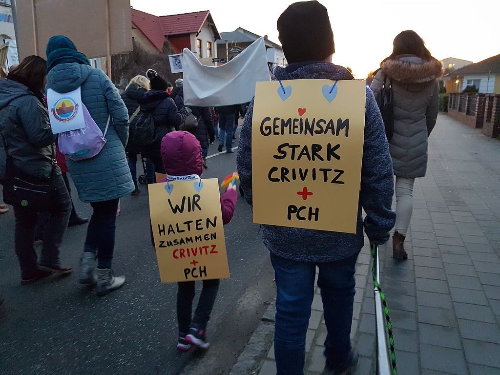 Proteste für den Erhalt der Standorte Crivitz und Parchim im Dezember 2019 in Parchim