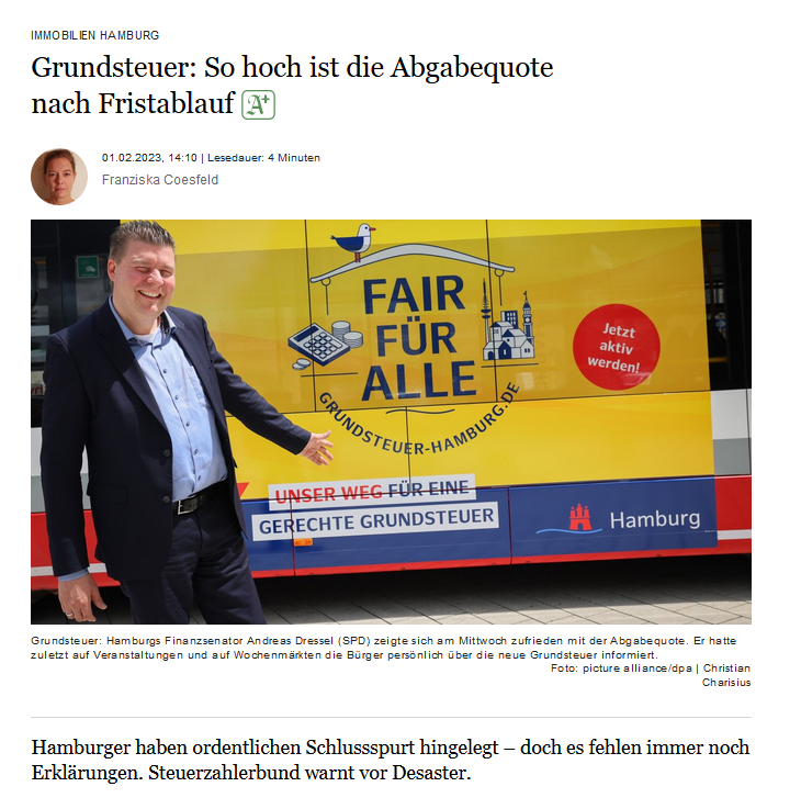 Das Abendblatt berichtet über die Grundsteuer