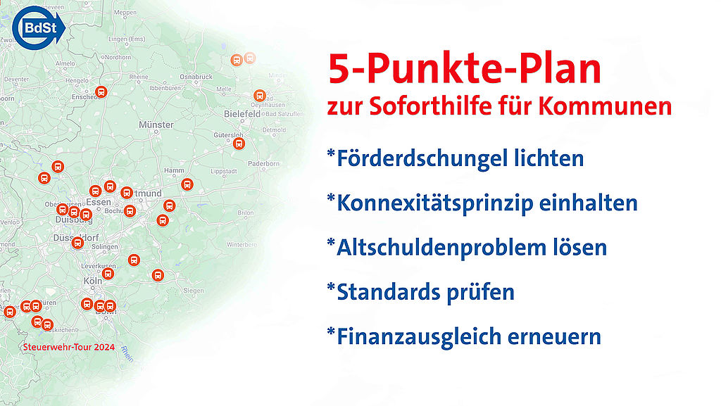 5-Punkte-Plan des BdSt NRW auf Basis der Steuerwehrtour 2024