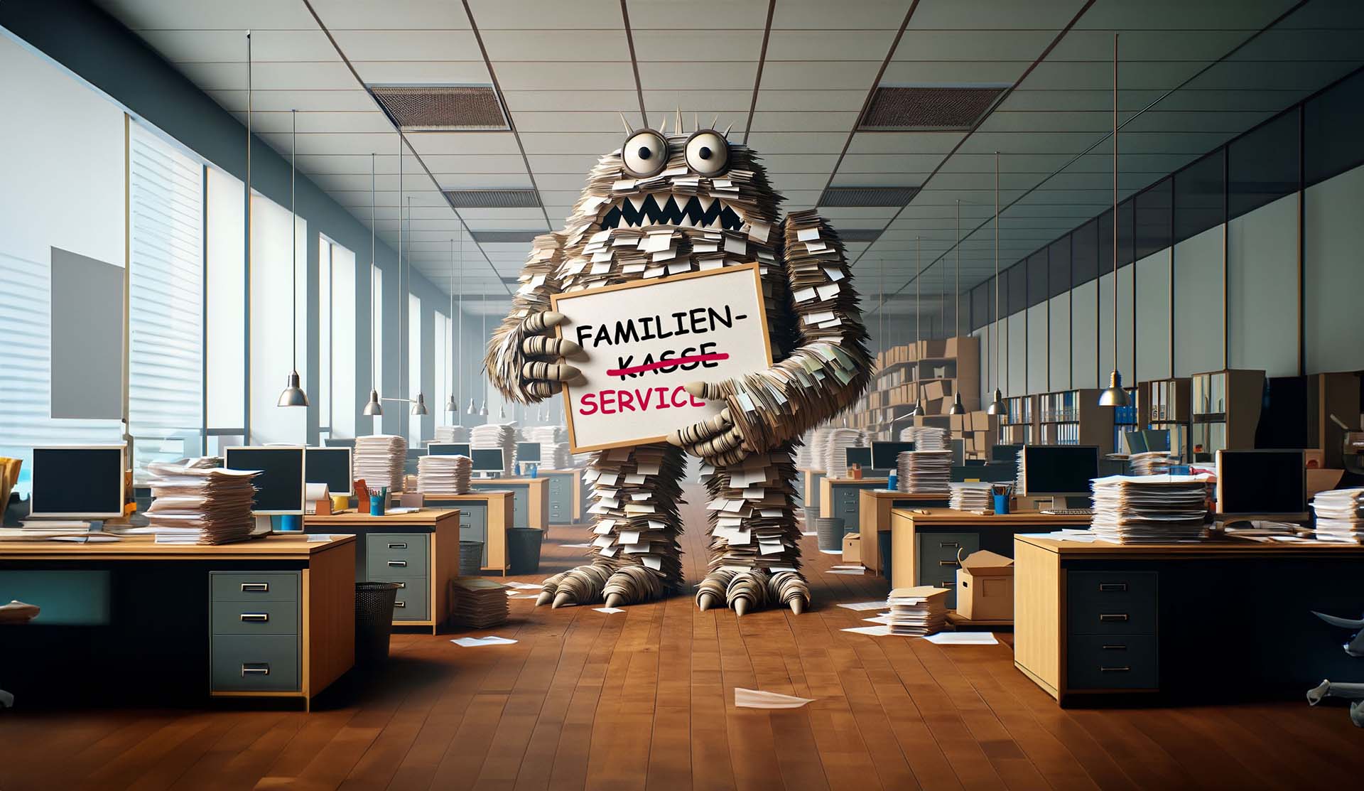 Bürokratiemonster aus Akten und Formularen