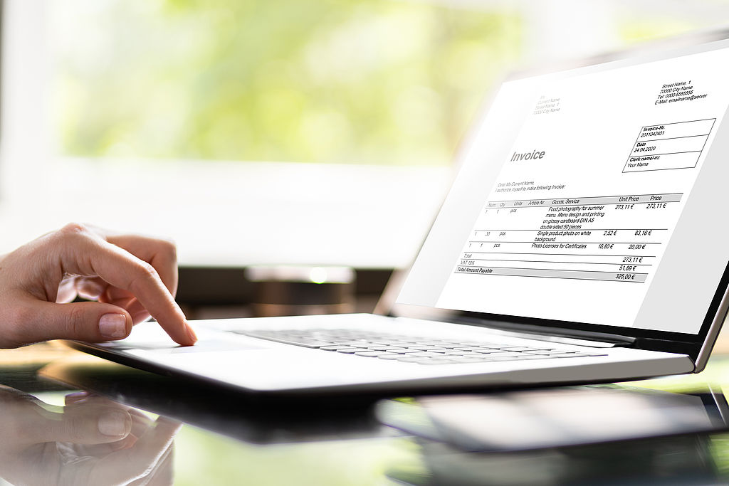 Accountant Calculating Electronic Invoice Or E Bill