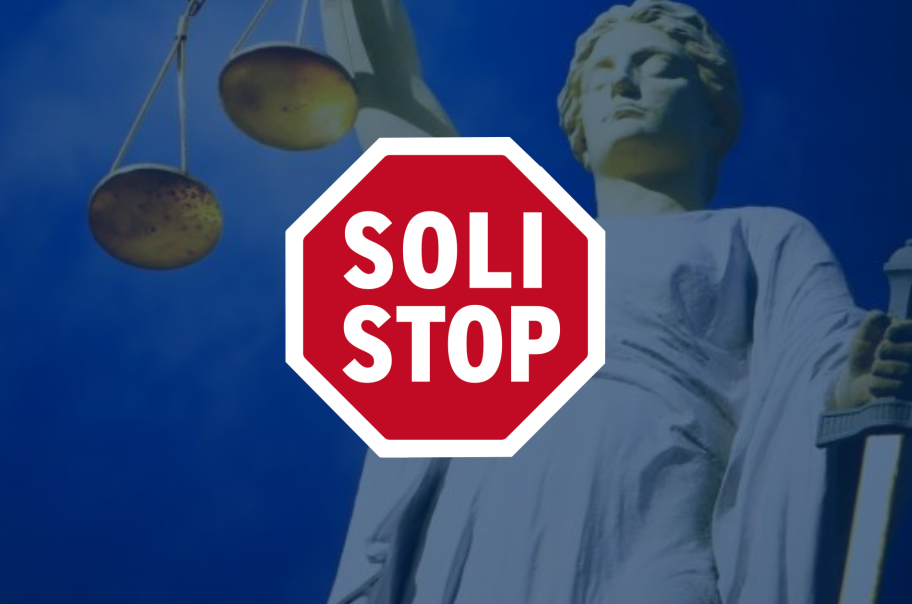 Stop-Schild vor Justitia