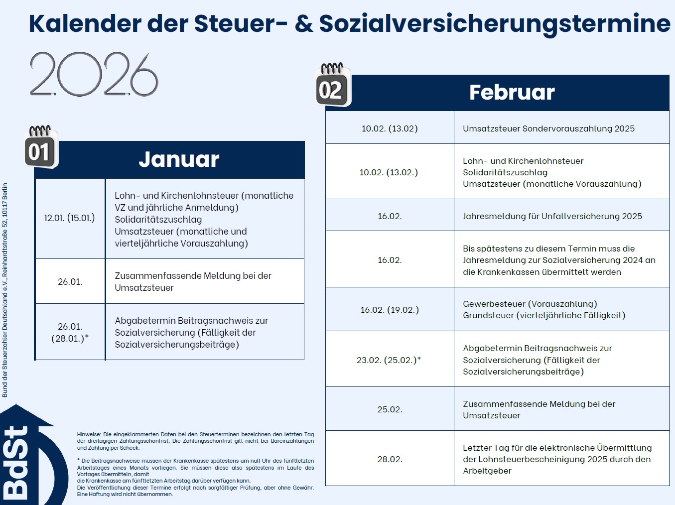 Steuerterminkalender 2026