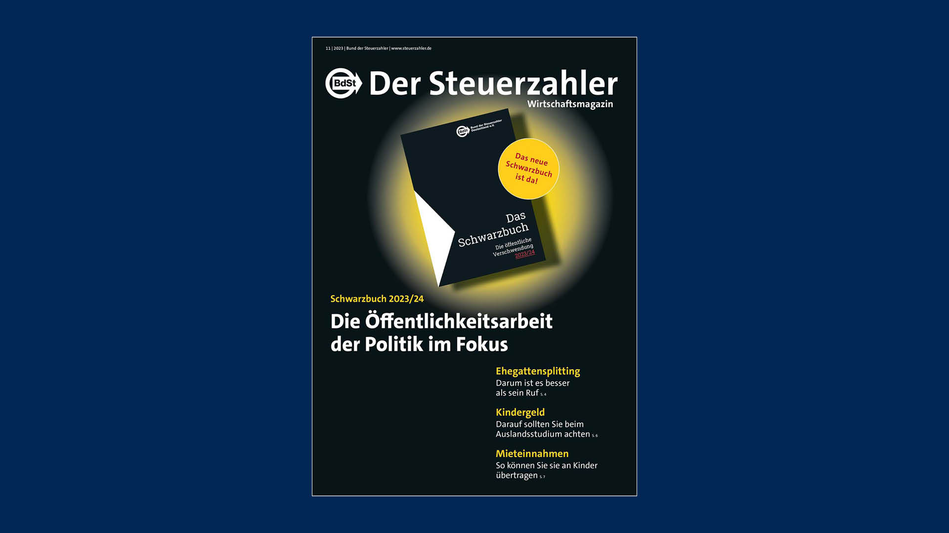 Der Steuerzahler Wirtschaftsmagazin Ausgabe November 2023 Cover